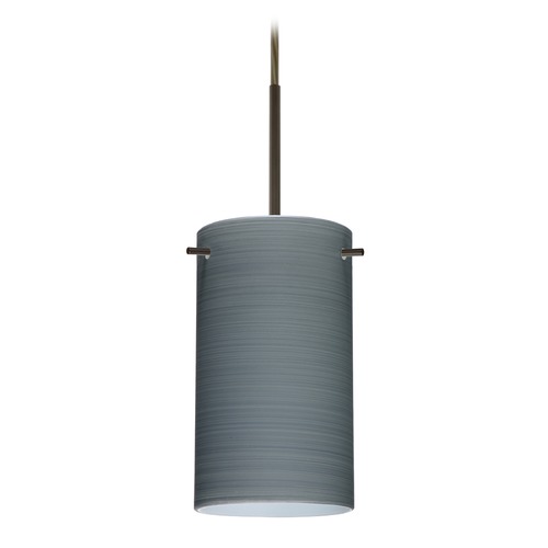 Besa Lighting Stilo Bronze LED Mini-Pendant Light with Cylindrical Shade