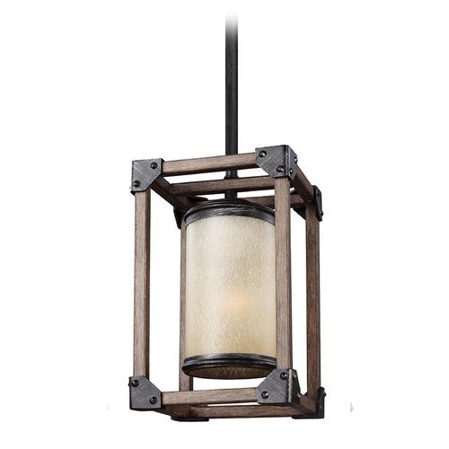 Generation Lighting Dunning Mini Pendant in Stardust & Cerused Oak by Generation Lighting 6113301-846