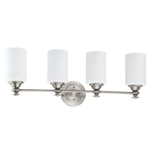 Craftmade Lighting Craftmade Brushed Polished Nickel 4-Light Bathroom Light with White Frosted Shades 49804-BNK