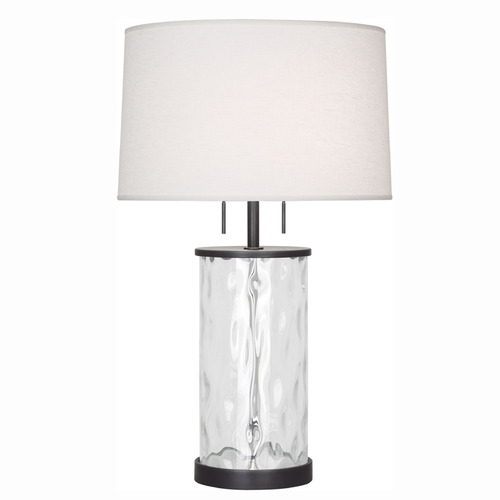 Robert Abbey Lighting Gloria Deep Patina Bronze with Wavy Glass Body Table Lamp with Drum Shade