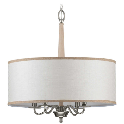 Progress Lighting Durrell Brushed Nickel & Cerused White Mini-Chandelier