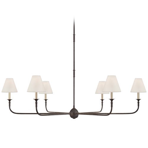 Visual Comfort Signature Collection Thomas OBrien Piaf Chandelier in Aged Iron & Oak by Visual Comfort Signature TOB5452AIEBOL
