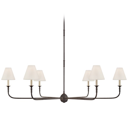 Thomas OBrien Piaf Chandelier in Aged Iron & Oak by Visual Comfort Signature