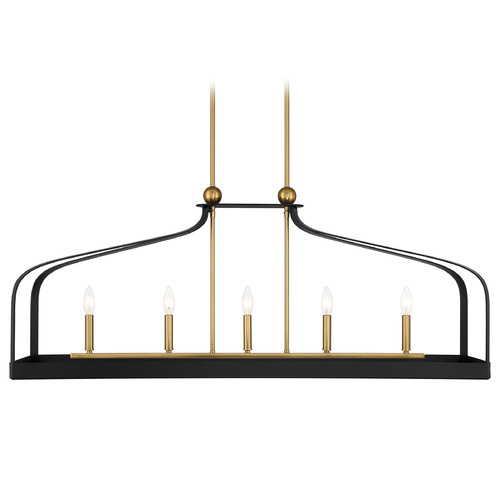 Savoy House Lighting Sheffield Matte Black with Warm Brass Accents Island Light