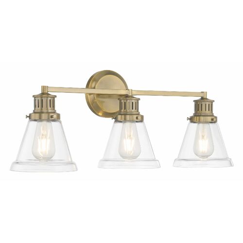 Norwell Lighting Alden 3-Light Bath Light in Antique Brass 2403-AN-CL