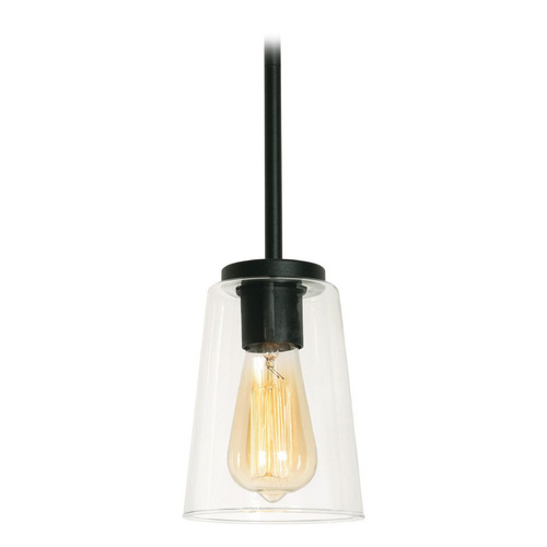 Afx Lighting Joanna Textured Black Mini-Pendant Light with Conical Shade