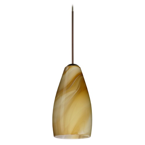 Besa Lighting Besa Lighting Karli Bronze Mini-Pendant Light with Oblong Shade 1XT-7198HN-BR