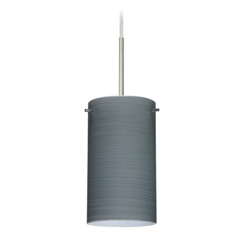 Besa Lighting Stilo Satin Nickel LED Mini-Pendant Light with Cylindrical Shade