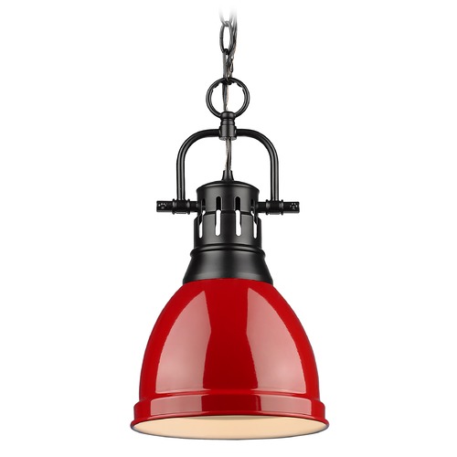 Duncan Small Pendant in Black & Red by Golden Lighting