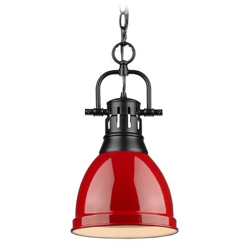 Golden Lighting Duncan Small Pendant in Black & Red by Golden Lighting 3602-SBLK-RD