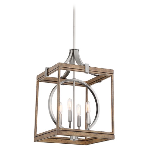 Minka Lavery Country Estates Wood and Brush Nickel Pendant by Minka Lavery 4014-280