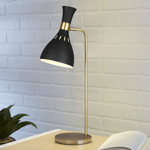 Visual Comfort Studio Collection ED Ellen-DeGeneres Joan Midnight Black & Burnished Brass LED Task Lamp by Visual Comfort Studio ET1171MBK1