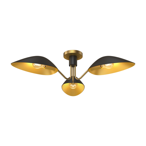 Alora Lighting Oscar Aged Gold & Matte Black Semi-Flushmount Light