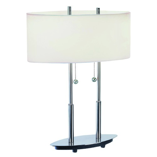 Lite Source Lighting Modern Table Lamp in Polished Steel Finish LS-3821PS/WHT