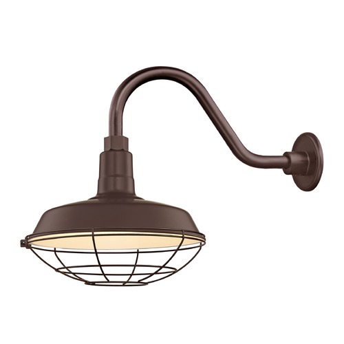 Bronze Gooseneck Barn Light with 12-Inch Caged Shade