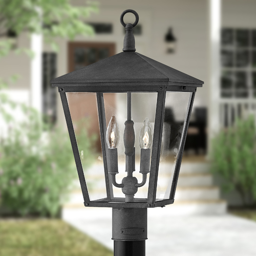 Hinkley Trellis 3-Light Aged Zinc Post Light by Hinkley Lighting 1431DZ