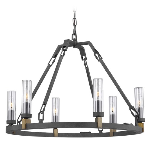 Generation Lighting Landen Antique Forged Iron with Painted Aged Brass Outdoor Chandelier OLF3213/6AF