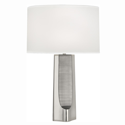 Robert Abbey Lighting Margeaux Polished Nickel with Matte Nickel Table Lamp with Oval Shade
