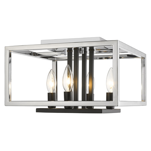 Quadra Chrome & Black Flush Mount by Z-Lite