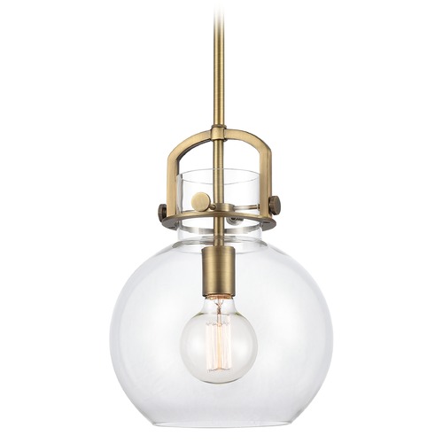 Innovations Lighting Innovations Lighting Newton Brushed Brass Pendant Light with Globe Shade 410-1S-BB-10CL