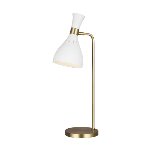 Visual Comfort Studio Collection ED Ellen-DeGeneres Joan Matte White & Burnished Brass LED Task Lamp by Visual Comfort Studio ET1171MWT1