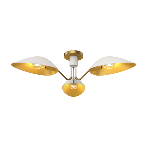 Alora Lighting Alora Lighting Oscar Aged Gold & White Semi-Flushmount Light SF550332WHAG