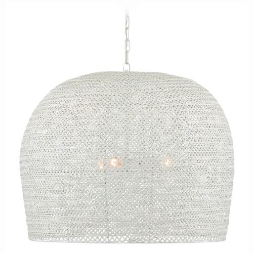 Currey and Company Lighting Currey and Company Piero White Pendant Light with Bowl / Dome Shade 9000-0869