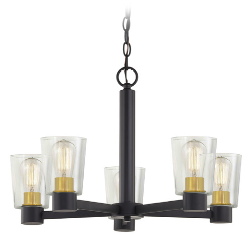 Vashon 5-Light Chandelier in Matte Black and Brass by Design Classics
