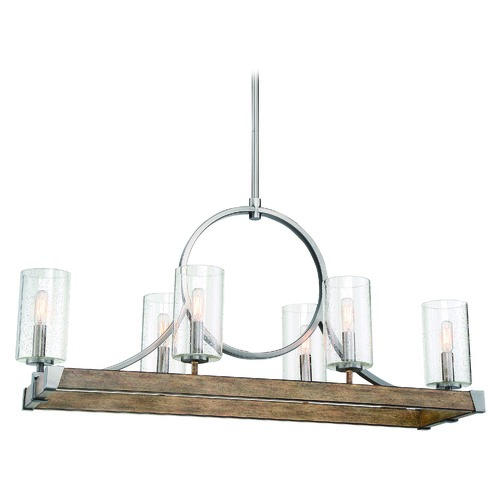 Country Estates Wood and Brush Nickel Linear Chandelier by Minka Lavery