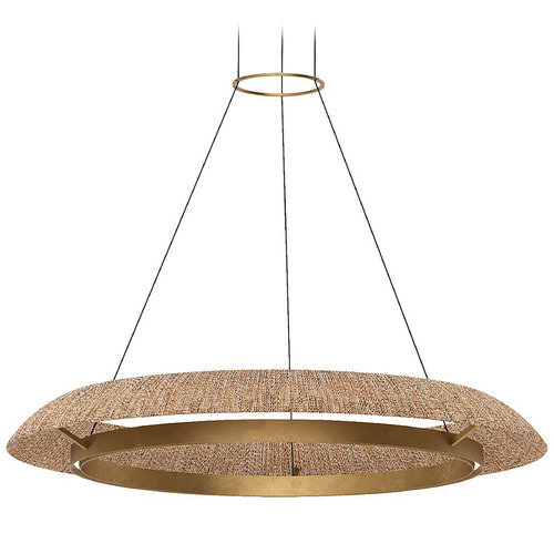 Visual Comfort Modern Collection Visual Comfort Modern Collection Noa Hand Rubbed Antique Brass & Natural LED Pendant Light SLCH55827NTHAB