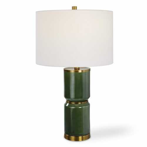 Uttermost Lighting 26-Inch Table Lamp in Dark Green & Antique Brass by Uttermost Lighting W26118-1