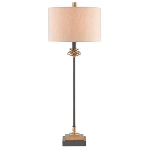Currey and Company Lighting Currey and Company Pinegrove Antique Brass/Black Table Lamp with Drum Shade 6334
