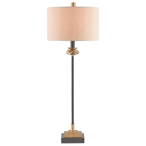 Currey and Company Pinegrove Antique Brass/Black Table Lamp with Drum Shade