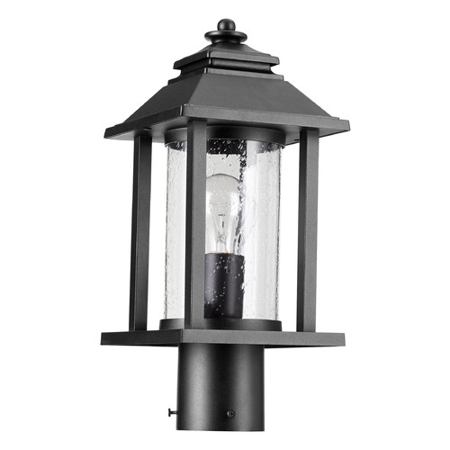 Seeded Glass Post Light Black by Quorum Lighting