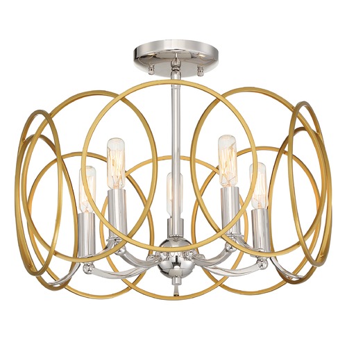 Chassell Honey Gold with Polished Nickel Semi-Flush Mount by Minka Lavery