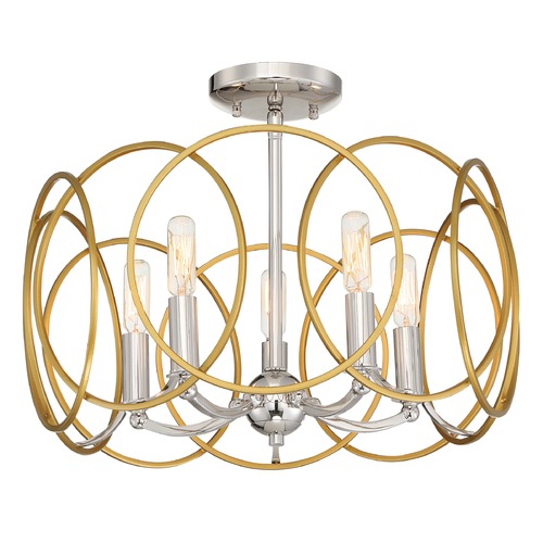 Minka Lavery Chassell Honey Gold with Polished Nickel Semi-Flush Mount by Minka Lavery 4025-679