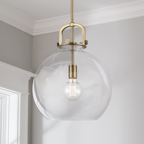 Innovations Lighting Innovations Lighting Newton Brushed Brass Pendant Light with Globe Shade 410-1S-BB-14CL