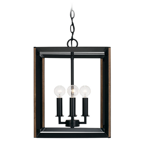 Capital Lighting Rowe Small Foyer Light in Black & Brown Wood by Capital Lighting 545441KD