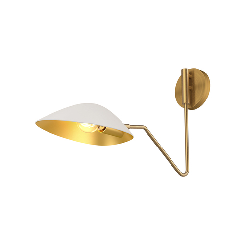 Alora Lighting Alora Lighting Oscar Aged Gold & White Swing Arm Lamp WV550006WHAG