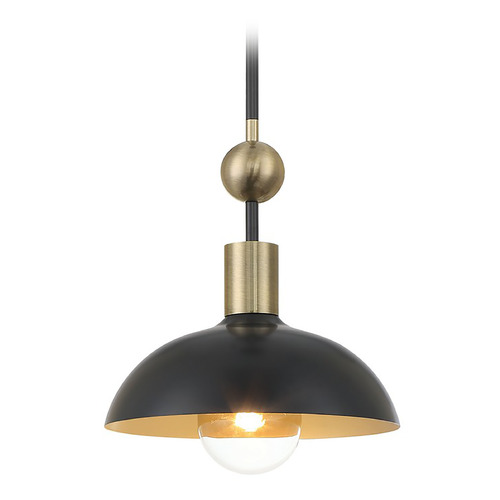 Biloxi Coal & Weathered Antique Brass Pendant by Minka Lavery