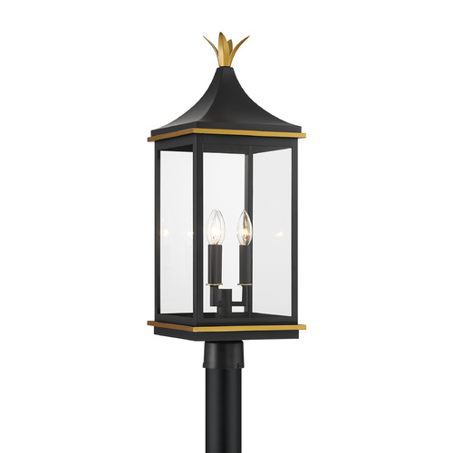 Crystorama Lighting Crystorama Lighting Simpson Matte Black & Textured Gold Post Light SIM-809-MK-TG
