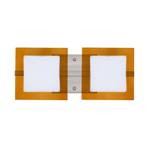 Besa Lighting Modern Bathroom Light Amber Glass Satin Nickel by Besa Lighting 2WS-7735TG-SN