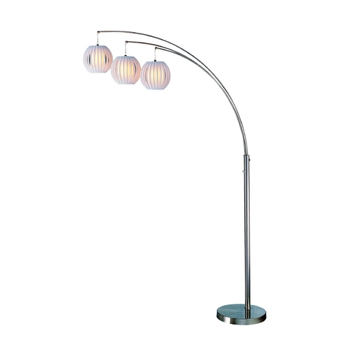 Modern Arc Lamp with White in Polished Steel by Lite Source Lighting