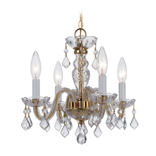 Crystorama Lighting Crystal Mini-Chandelier in Polished Brass Finish 1064-PB-CL-S