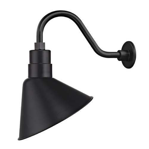 Recesso Lighting by Dolan Designs Black Gooseneck Barn Light with 12-Inch Scoop Shade BL-ARMC-BLK/SH12S-BK