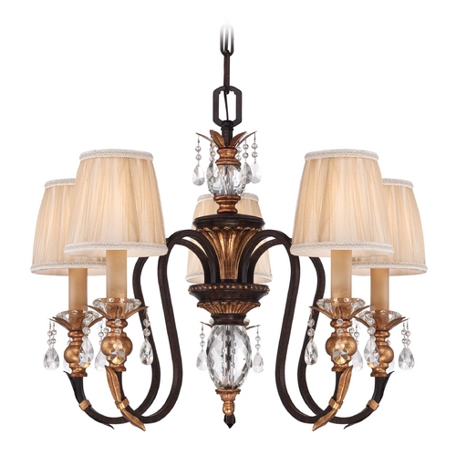 Metropolitan Lighting Bronze Crystal Chandelier with Pleated Shades N6645-258B