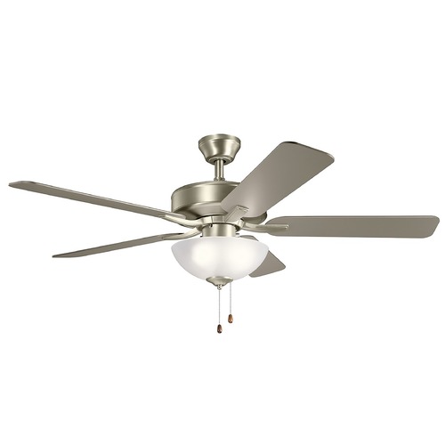 Kichler Lighting Basics Pro Select 52-Inch Brushed Nickel LED Fan 2700K by Kichler Lighting 330017NI