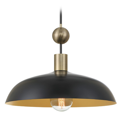 Biloxi Coal & Weathered Antique Brass Pendant by Minka Lavery