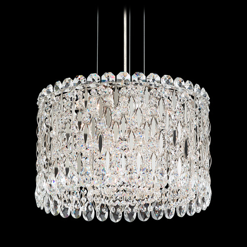 Schonbek Worldwide Lighting Sarella Polished Stainless Steel Pendant Light with Drum Shade