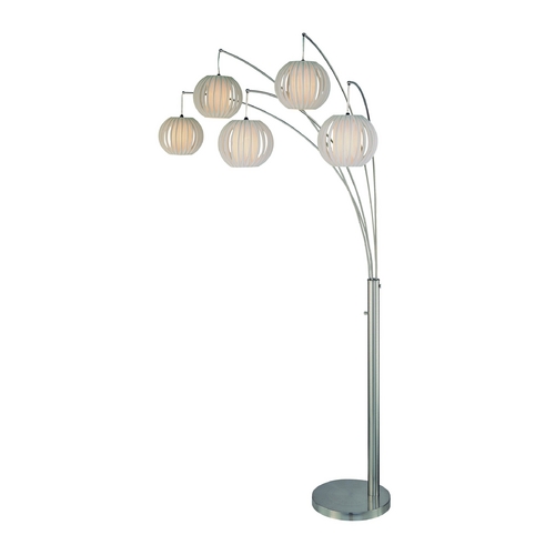 Modern Arc Lamp with White in Polished Steel by Lite Source Lighting